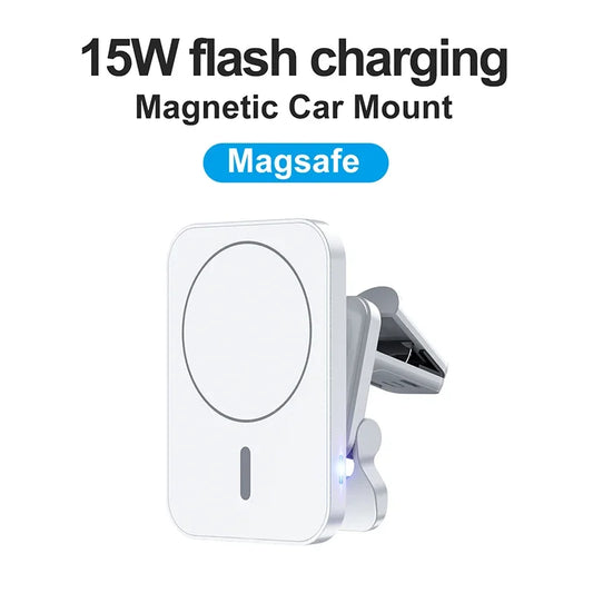 Chargeur sans fil magnétique rapide PC15W Support de téléphone pour grille d'aération de voiture Compatible