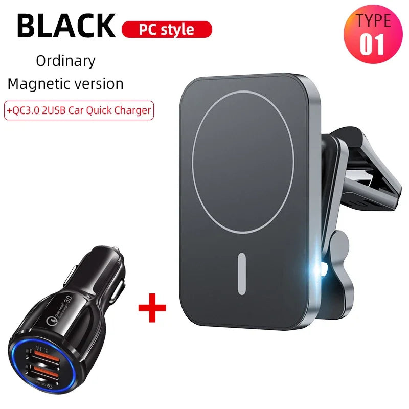 PC15W Fast Magnetic Wireless Charger Car Air Vent Phone Holder Mount Compat