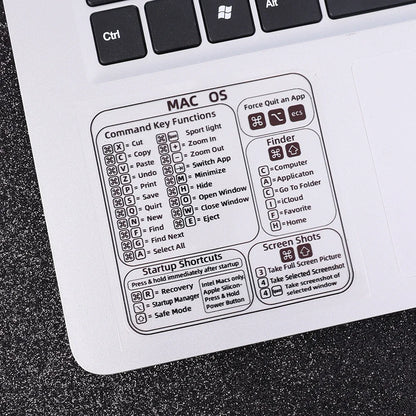 16 Style Computer Reference Keyboard Shortcut Sticker for PC Laptop Desktop for Apple Macbook Chromebook Windows Photoshop