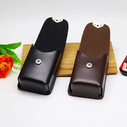 New Classic Belt Wearable PU Glasses Case Men Portable Leather Folding Glas