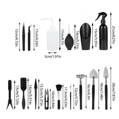 16pcs Indoor Plant Tools Succulent Tools Mini Garden Tool Set Transplanting Tools Set Succulent Care Kit Terrarium Tools #W0