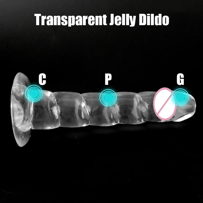 Gtooza_175mm Transparent Dildos  Women Vaginal G-spot Anal Plug Suction Crystal Realistic Penis Female Masturbator Sex Toys Adult 18 gtooza.com