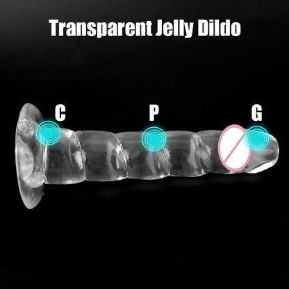 Gtooza175mm Transparent Dildos  Women Vaginal G-spot Anal Plug Suction Crystal Realistic Penis Female Masturbator Sex Toys Adult 18