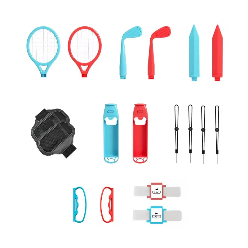 18 In 1 For Nintendo Switch Sports Game Accessories Kit Golf Wrist Strap Tennis Racket Grip Motion Sensing Detachable Set