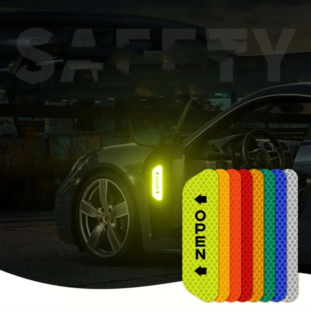 New 4PCS Open Reflective Tape Warning Mask Sticker Improve Night Visibilty