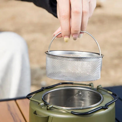 PC 1L Outdoor Camping Kettle Stainless Steel Coffee Tea Pot Portable Travel