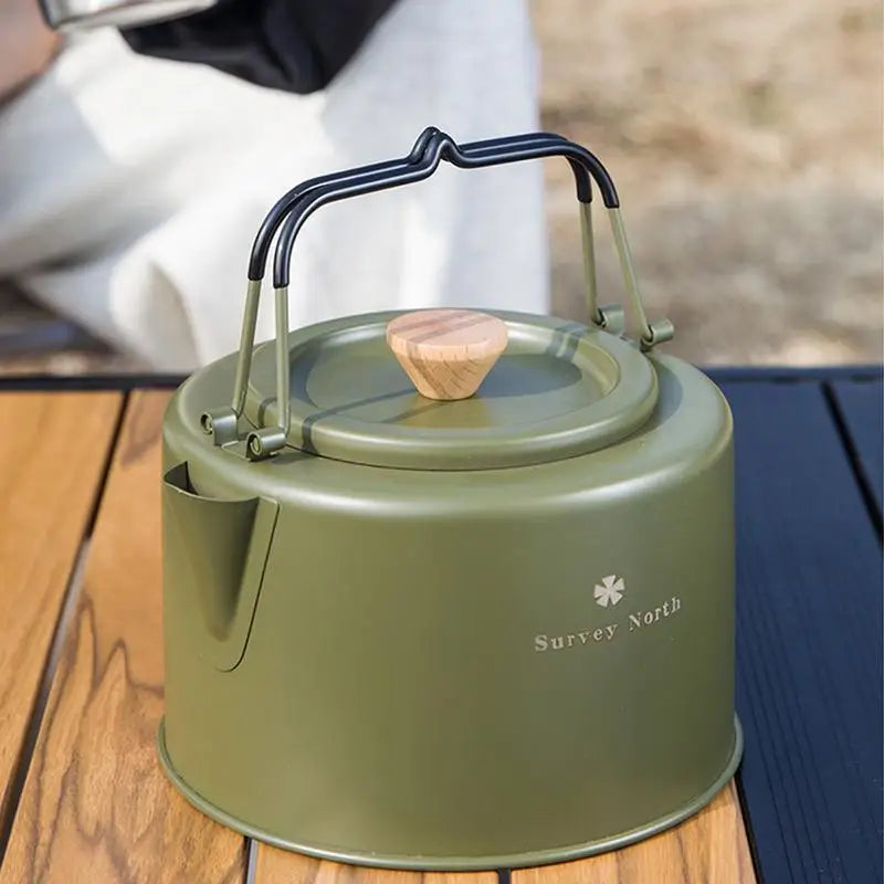 PC 1L Outdoor Camping Kettle Stainless Steel Coffee Tea Pot Portable Travel