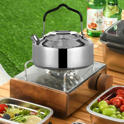 PC 1L Portable Stainless Steel Kettle Teapot Coffee Maker Outdoor Hiking Tr