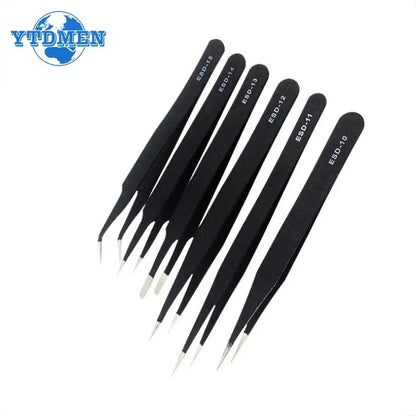 1PCS Anti-static ESD Tweezers Electronics Repair Tools for Repair Electronic Component kit capacitors resistors IC chip DIY Tool