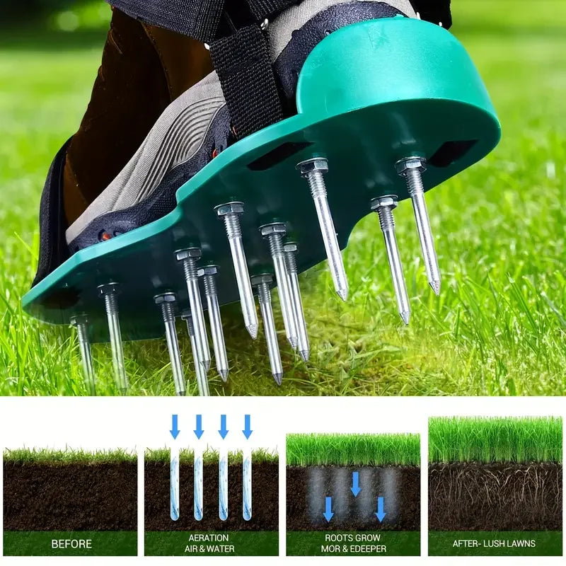 1Pair Lawn Aerator Spike Shoe Garden Lawn Aerator Shoes Garden Yard Grass Cultivator Scarification Nail Tool Garden Tools