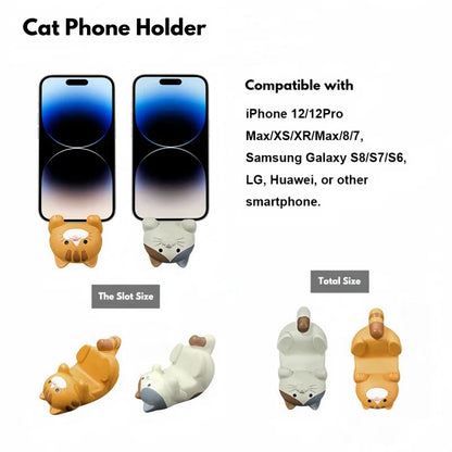 PC 1Pc Cat Cell Phone Stand Resin Home Decorative Figure Cute Craft Ornaments Phone Holder Creative Phone Bracket For Men And Women