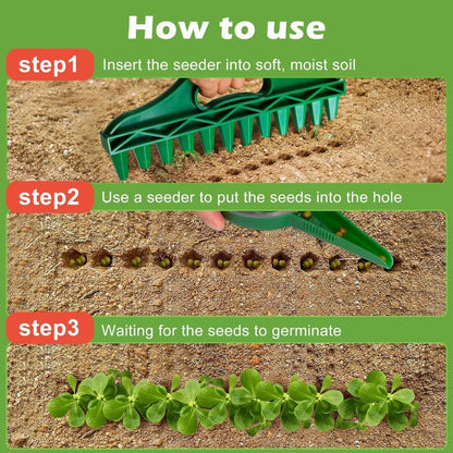 1Pc Seeding Hole Punch Planting Tool with 12Holes Dibber, Soil Sowing Drill  Fast Punch and Seed