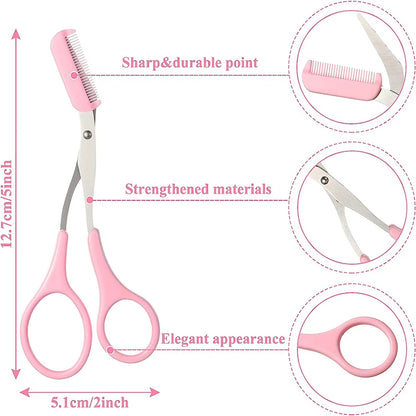 1Pcs Safe Eyebrow Trimmer Stainless Steel Eyebrow Scissors with Comb Hair Removal Shaver Eyebrows Shaping Makeup Tool