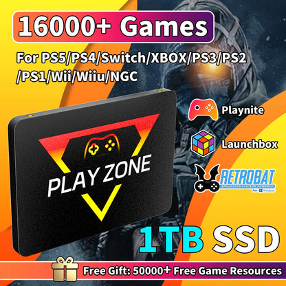 1TB Portable Gaming SSD Game Console 80+Emulator  PS5/PS4/Switch/XBOX/PS3/PS2 with 16191 AAA&3D&Retro Games  Win PC/Laptop