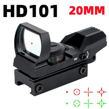 1X40 HD101 Red Dot Sight Hunting Collection Optics Reflex Holographic Scope 4 Reticle Red/Green Collimator Airsoft Accessories