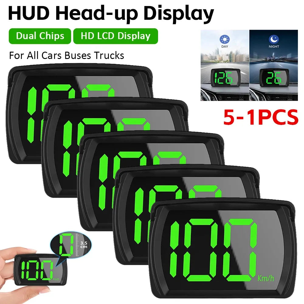 5-1 Stuks Hud Head-Up Display Dual Chips Gps Auto Snelheidsmeter Hd Lcd-Dis