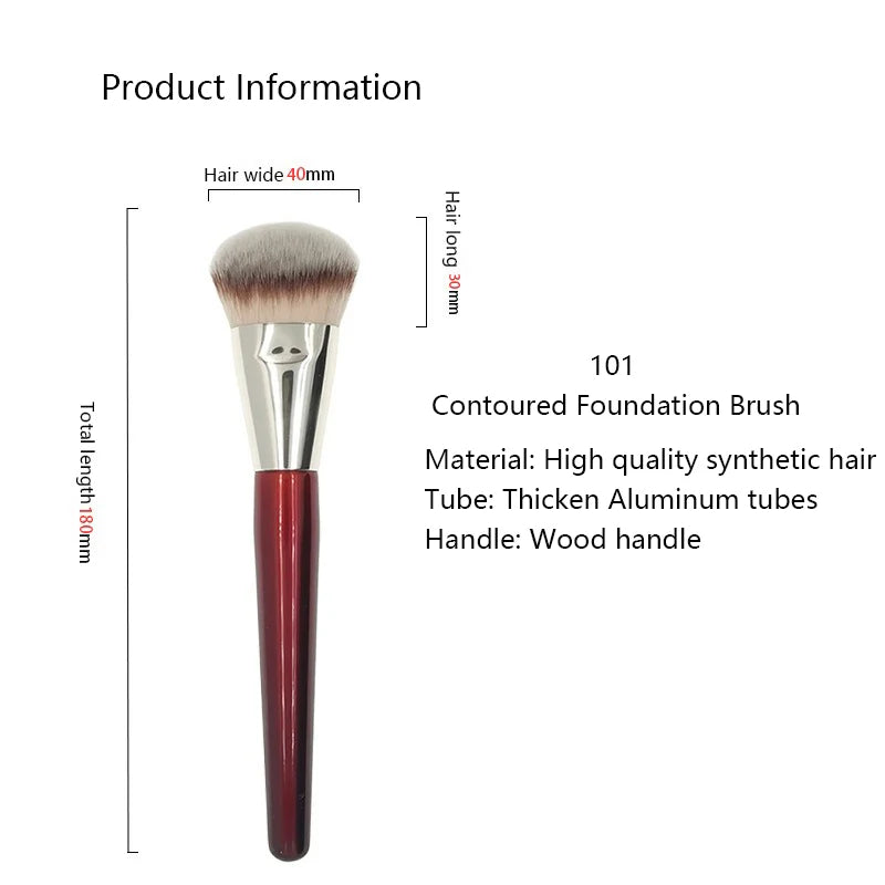 101 Contoured Foundation Makeup brushes Angled Liquid Base Concealer Make up brushes Red wood handle cosmetic tools 506