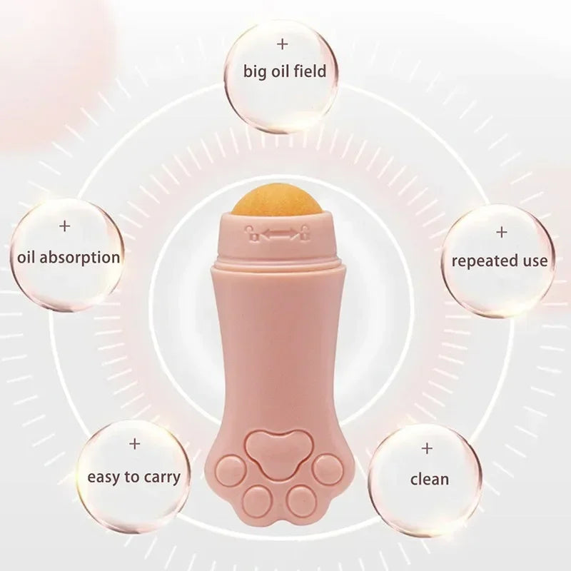 Cat Paw Volcanic Stone Oil Absorber Facial Oil Washable Removing Makeup Tool  Face Oil Absorbing Roller Skin Care Tools Pink