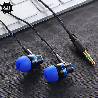 PC1pc Wired Earphone Stereo In-Ear 3.5mm Nylon Weave Cable Earphone Headset