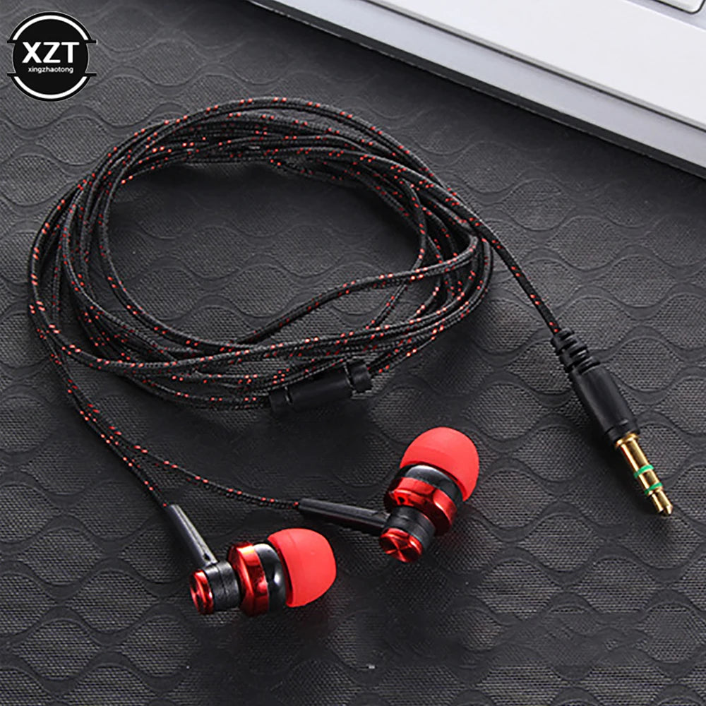 PC1pc Wired Earphone Stereo In-Ear 3.5mm Nylon Weave Cable Earphone Headset