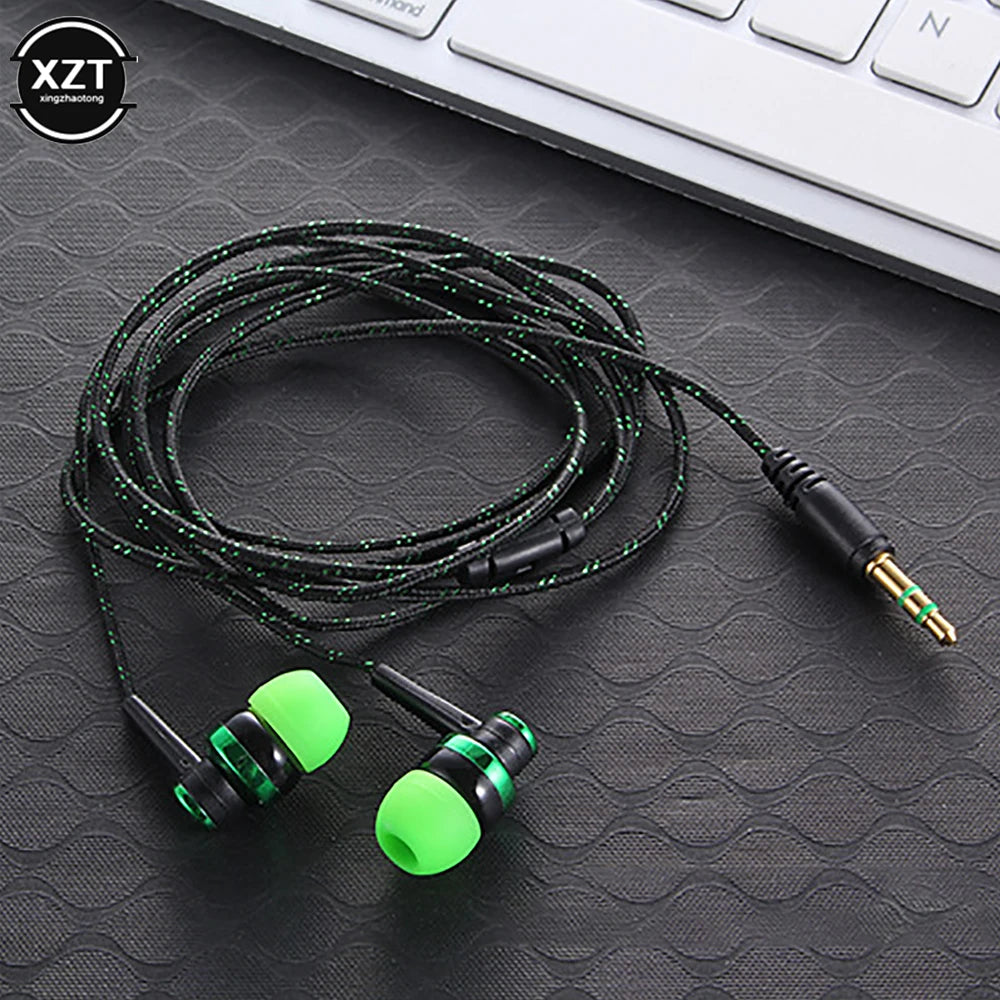 PC1pc Wired Earphone Stereo In-Ear 3.5mm Nylon Weave Cable Earphone Headset