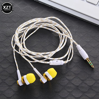 PC1pc Wired Earphone Stereo In-Ear 3.5mm Nylon Weave Cable Earphone Headset