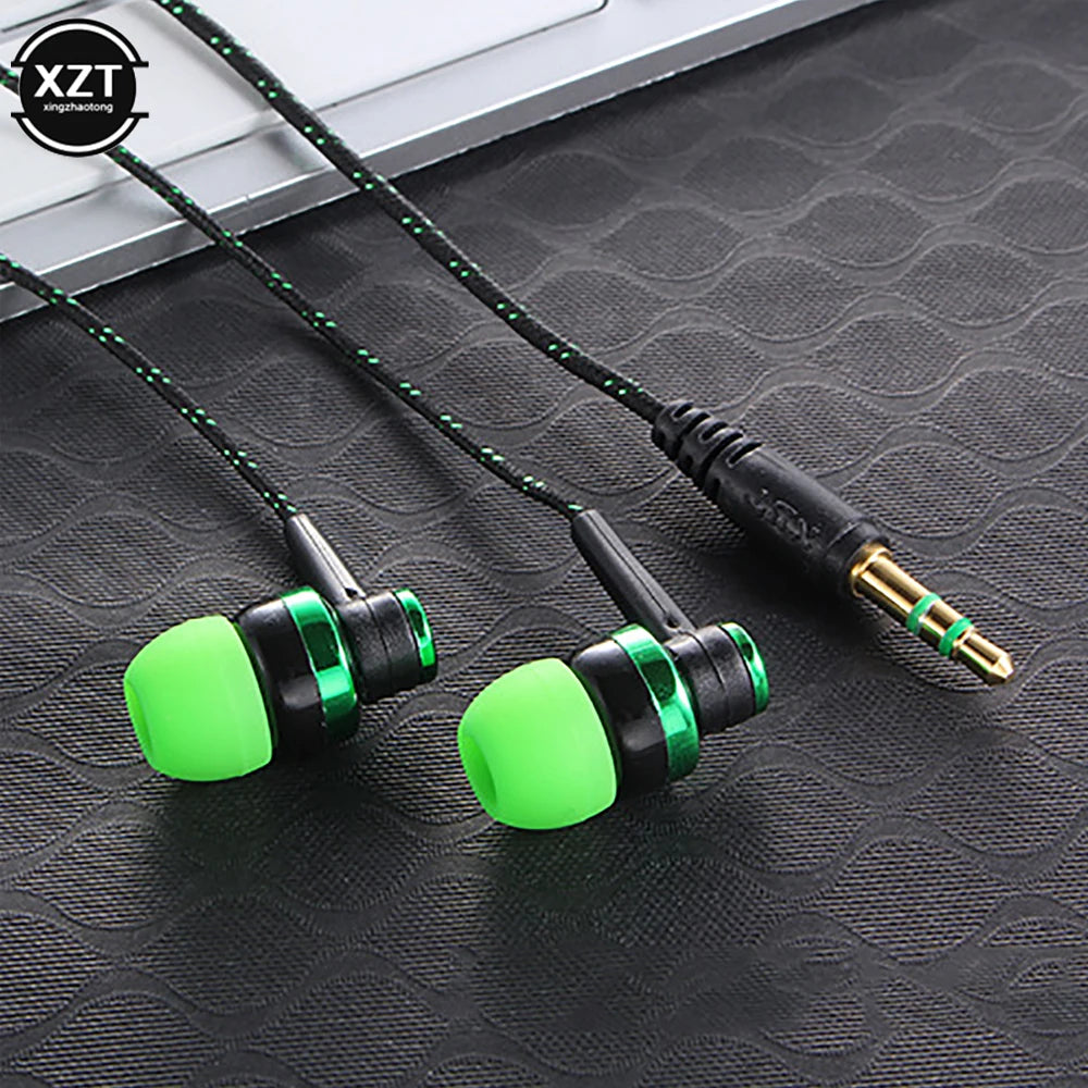 PC1pc Wired Earphone Stereo In-Ear 3.5mm Nylon Weave Cable Earphone Headset