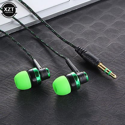 PC1pc Wired Earphone Stereo In-Ear 3.5mm Nylon Weave Cable Earphone Headset