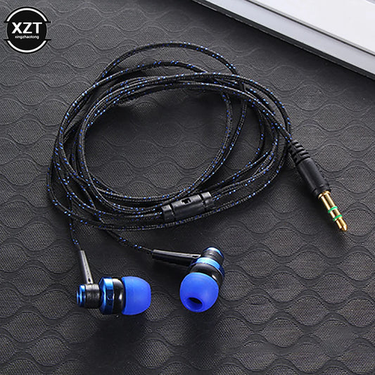 PC1pc Wired Earphone Stereo In-Ear 3.5mm Nylon Weave Cable Earphone Headset