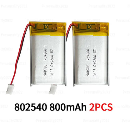 PC s-10PCS 802540 Lipo 800mAh 3.7V 082540 Lithium Battery Li Polymer Batteries  Flashlight Remote Controller Handheld Fans