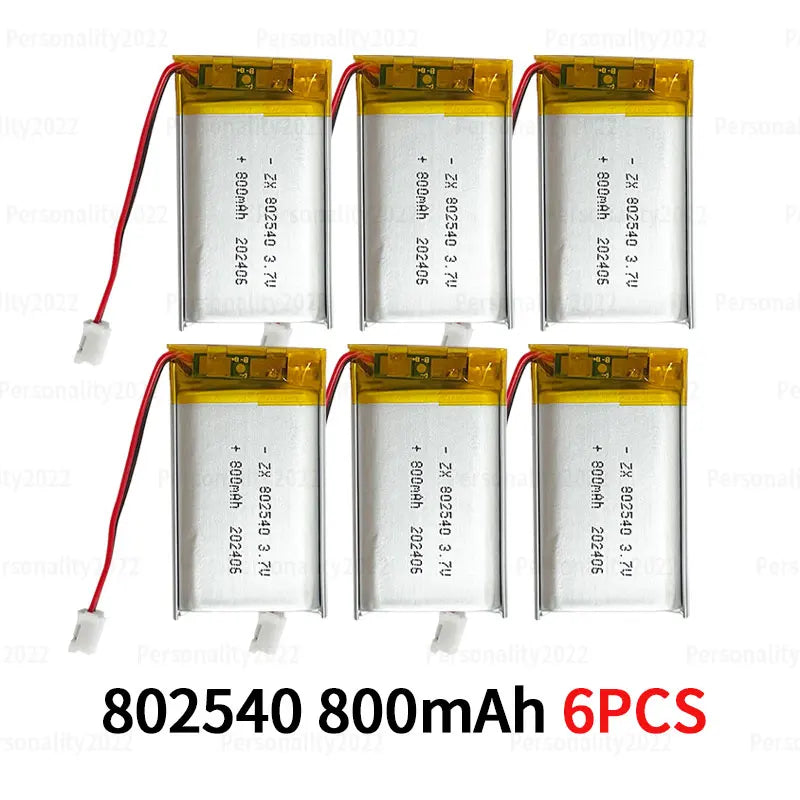 PC s-10PCS 802540 Lipo 800mAh 3.7V 082540 Lithium Battery Li Polymer Batteries  Flashlight Remote Controller Handheld Fans