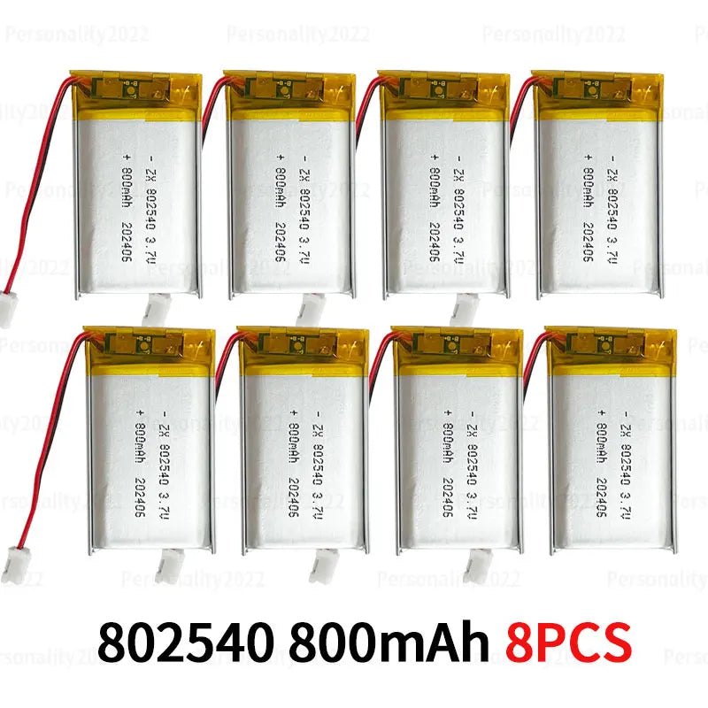 PC s-10PCS 802540 Lipo 800mAh 3.7V 082540 Lithium Battery Li Polymer Batteries  Flashlight Remote Controller Handheld Fans