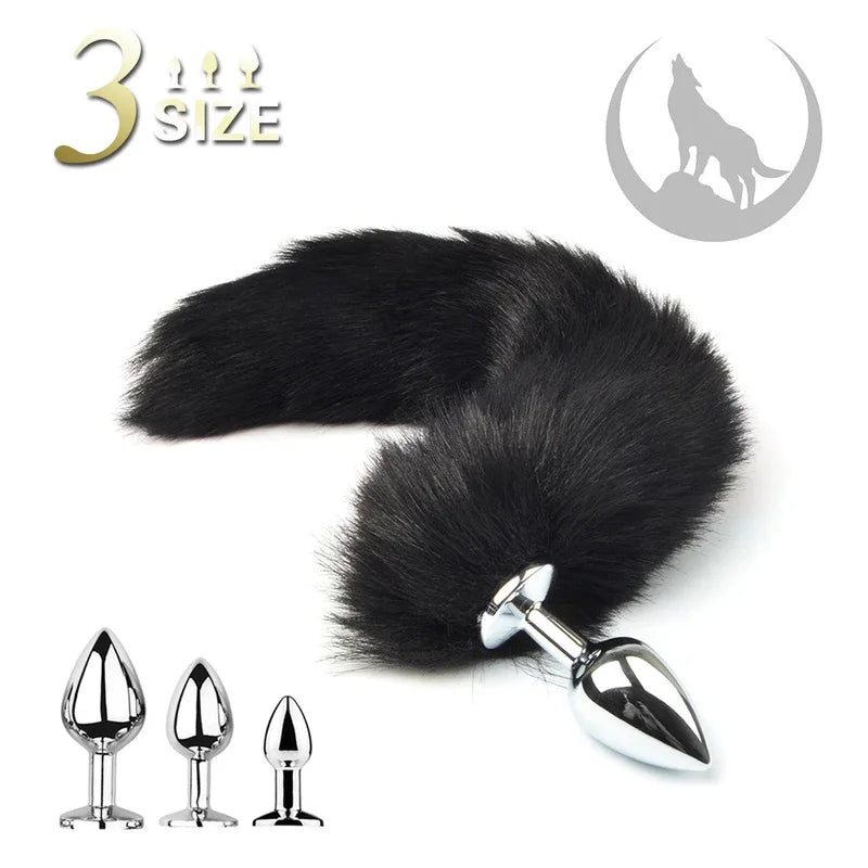 1pcs, BDSM Three size dog anal , animal tail butt plug, role-playing games, men and women sex toys gtooza.com