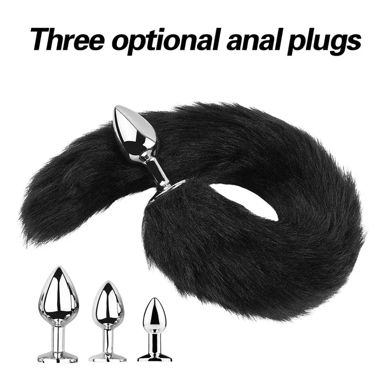 1pcs, BDSM Three size dog anal , animal tail butt plug, role-playing games, men and women sex toys gtooza.com