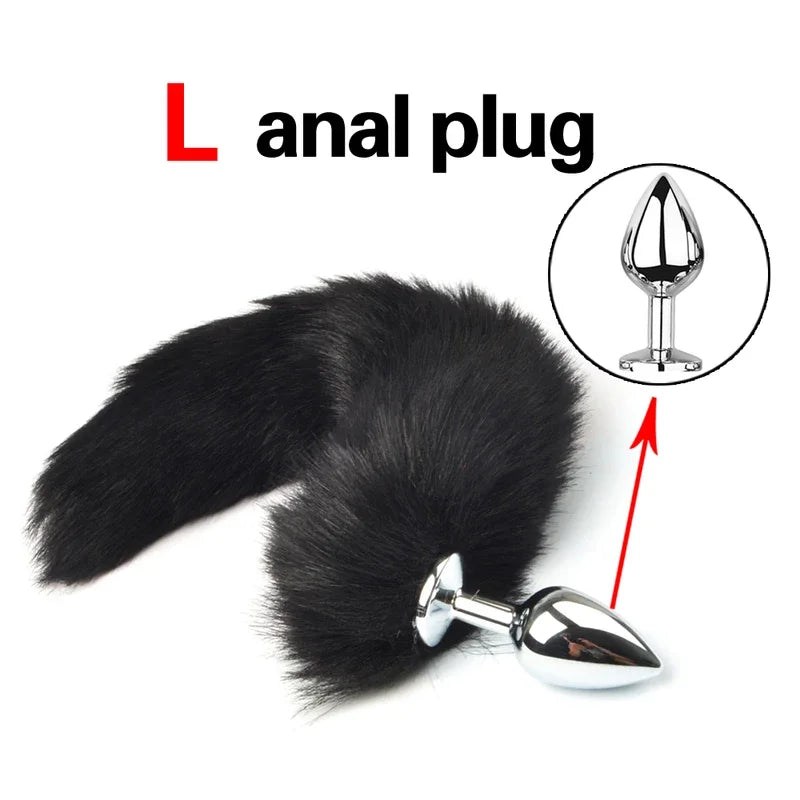 1pcs, BDSM Three size dog anal , animal tail butt plug, role-playing games, men and women sex toys gtooza.com