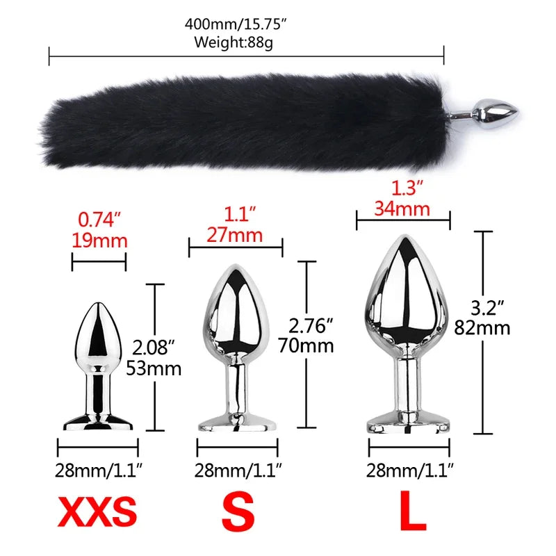 1pcs, BDSM Three size dog anal , animal tail butt plug, role-playing games, men and women sex toys gtooza.com