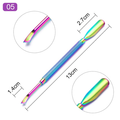 s Double-ended Stainless Steel Cuticle Pusher Dead Skin Push Remover For Pedicure Manicure Nail Art Cleaner Care Tool