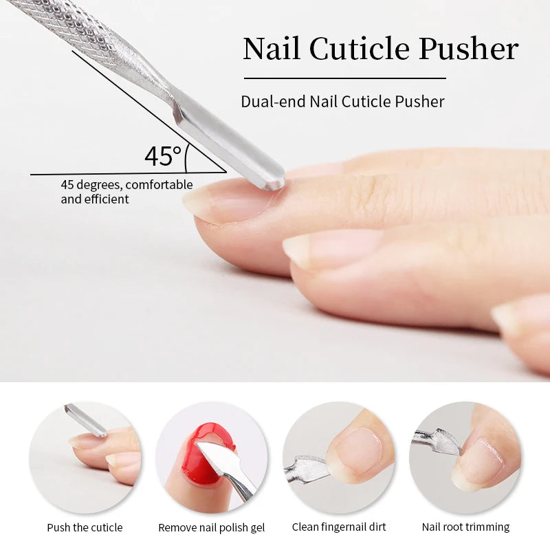 s Double-ended Stainless Steel Cuticle Pusher Dead Skin Push Remover For Pedicure Manicure Nail Art Cleaner Care Tool