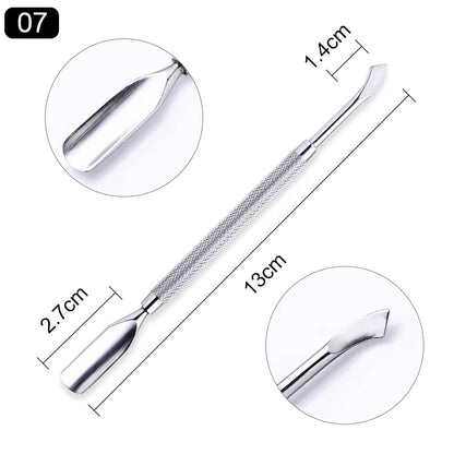 s Double-ended Stainless Steel Cuticle Pusher Dead Skin Push Remover For Pedicure Manicure Nail Art Cleaner Care Tool