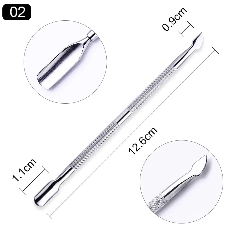 s Double-ended Stainless Steel Cuticle Pusher Dead Skin Push Remover For Pedicure Manicure Nail Art Cleaner Care Tool