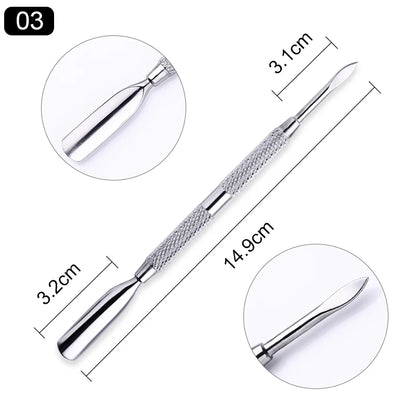 s Double-ended Stainless Steel Cuticle Pusher Dead Skin Push Remover For Pedicure Manicure Nail Art Cleaner Care Tool