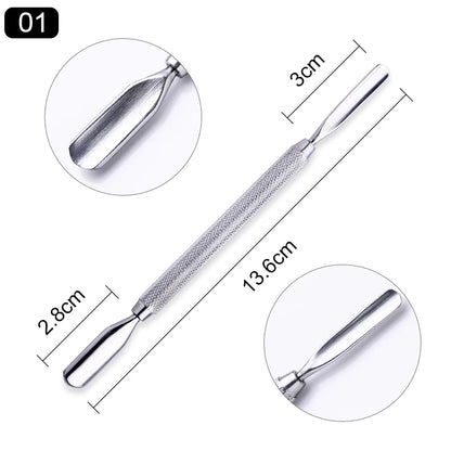 s Double-ended Stainless Steel Cuticle Pusher Dead Skin Push Remover For Pedicure Manicure Nail Art Cleaner Care Tool