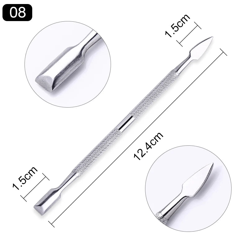 s Double-ended Stainless Steel Cuticle Pusher Dead Skin Push Remover For Pedicure Manicure Nail Art Cleaner Care Tool