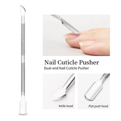 s Double-ended Stainless Steel Cuticle Pusher Dead Skin Push Remover For Pedicure Manicure Nail Art Cleaner Care Tool