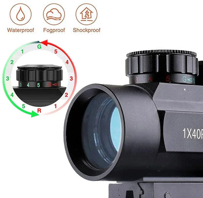 1x40 Tactical Red Dot Sight Compact Optics Riflescope Adjustable Brightness Reflex Light Red Green Dot Sights 11mm/20mm Rail