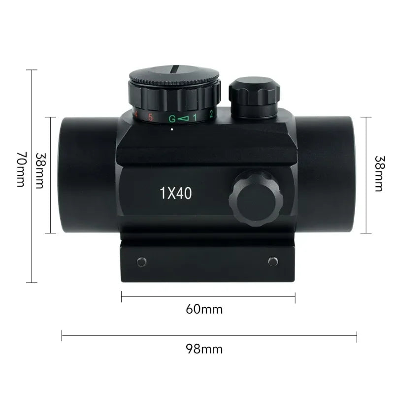 1x40 Tactical Red Dot Sight Compact Optics Riflescope Adjustable Brightness Reflex Light Red Green Dot Sights 11mm/20mm Rail