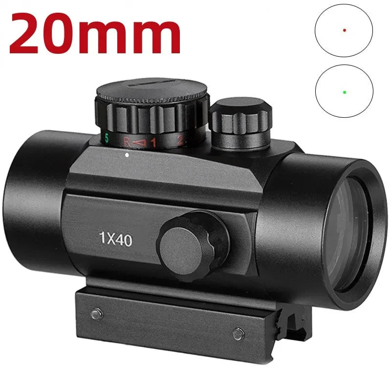 1x40 Tactical Red Dot Sight Compact Optics Riflescope Adjustable Brightness Reflex Light Red Green Dot Sights 11mm/20mm Rail