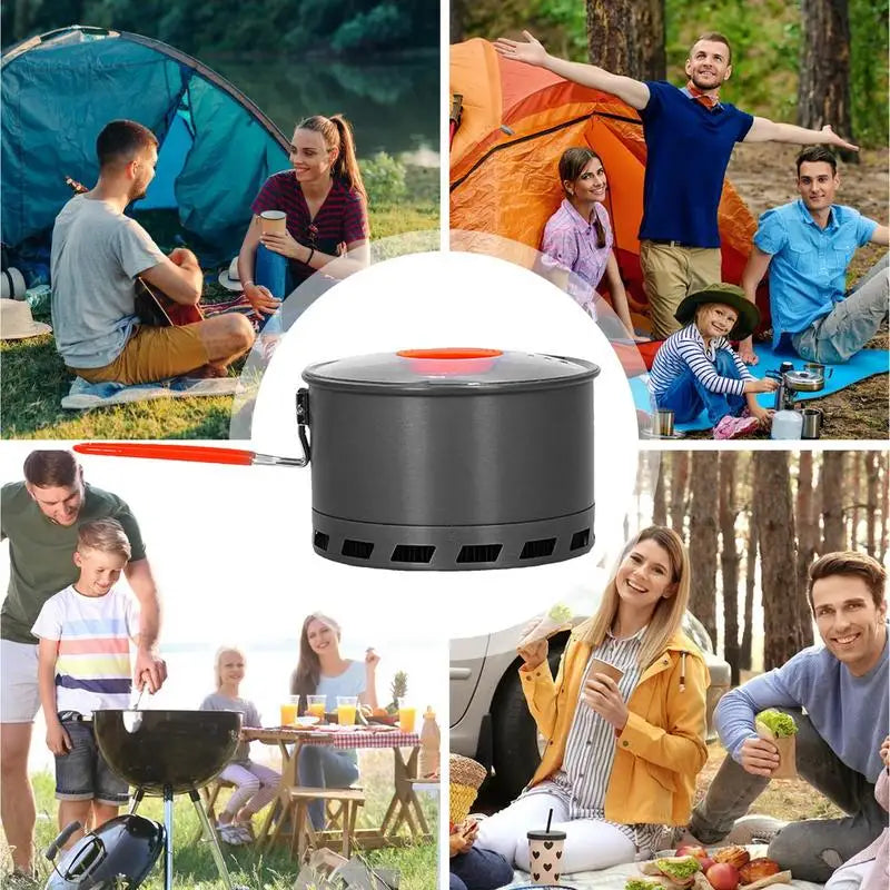 PC 2.1L Camping Pot Outdoor Cooking Tableware Non-Stick Multipurpose Pot Wi