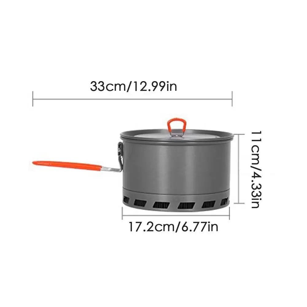 PC 2.1L Camping Pot Outdoor Cooking Tableware Non-Stick Multipurpose Pot Wi