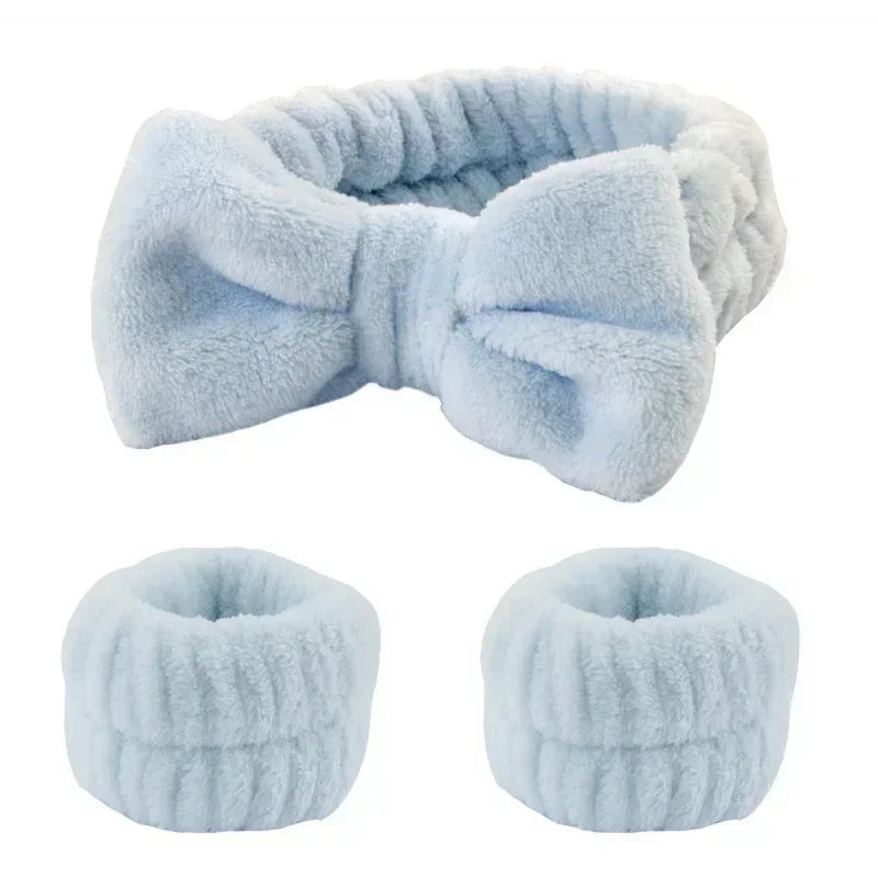 2-3PCS Spa Headband and Wristband Set Knitted Design Makeup Towel Suitable  Face Washing Makeup Showering and Skin Care Tools